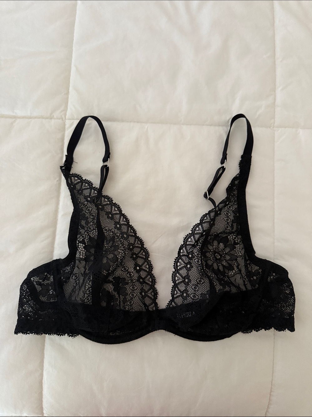 La Perla black lace sheer underwire bra size 32C